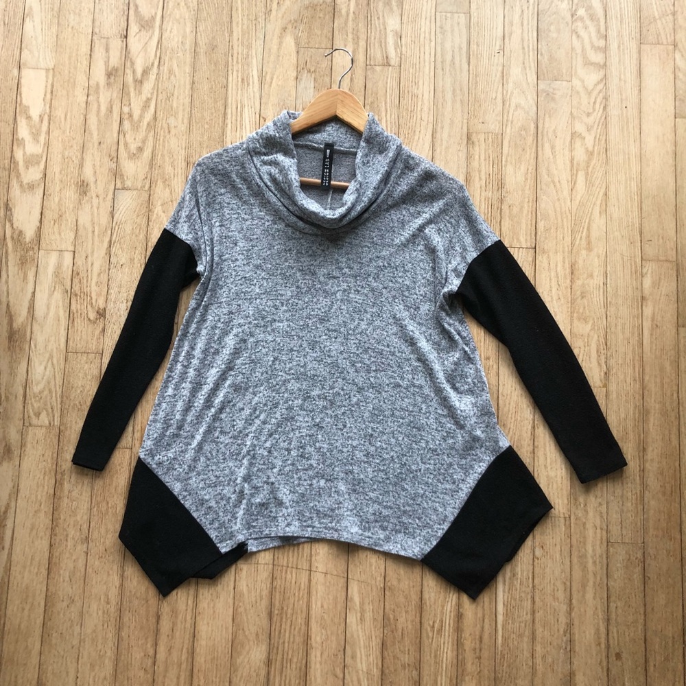 Grey and black sweater with cowl neck